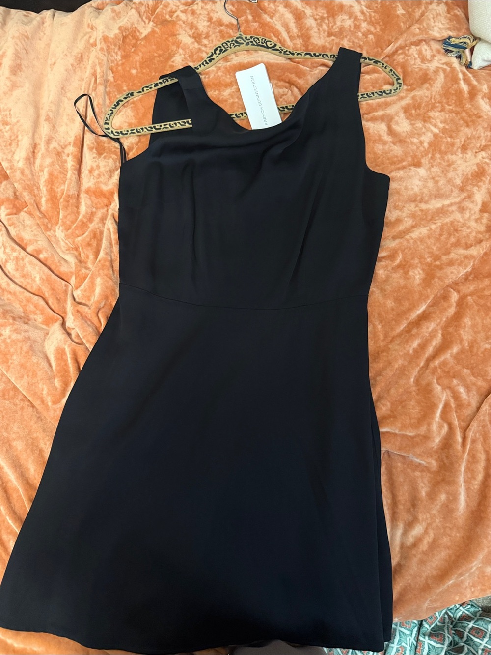 French Connection Black Scoop Neck Mini Dress